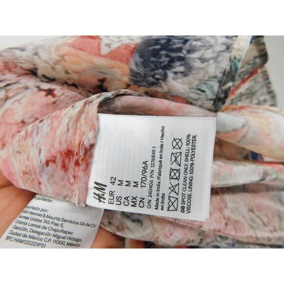 NWT H&M Studio Women's Beige‎ Draped Patterned Maxi Side Slit Dress Size Medium - Picture 7 of 9